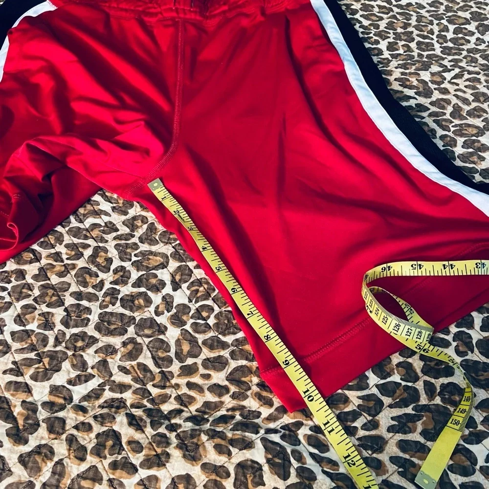 Red w/ Black White Stripe Athletic shorts Medium